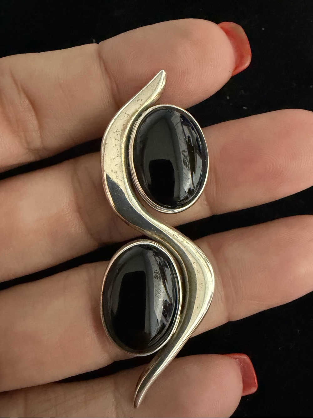 TAXCO Mexico vintage sterling silver black onyx pendant